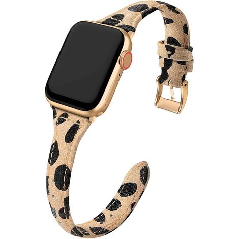 Bracelet compatible Apple Watch 38 mm, 40 mm, 42 mm et 44 mm pour femme, bracelet de montre fin en cuir véritable de remplacement pour iWatch SE Series 6, 5, 4, 3, 2 et 1 (1/5)