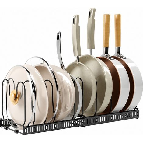 Étagère de rangement extensible pour casseroles, noir obsidien, 10 boucles, réglable, organisateur de cuisine de comptoir (1/5)
