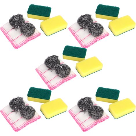 5 lots d'éponges métalliques en acier, torchon vaisselle multifonction, outil de nettoyage de cuisine (1/5)