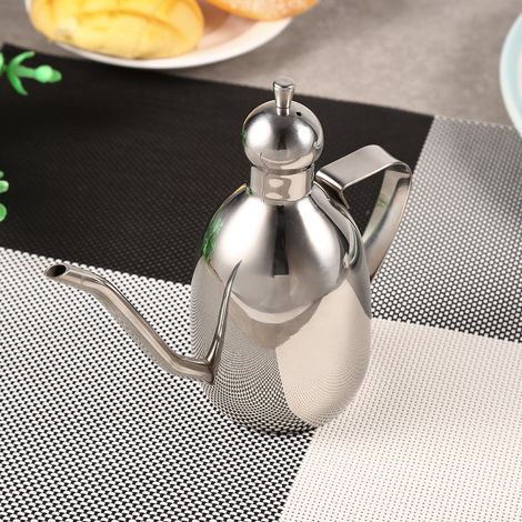 Distributeur d'huile d'olive/vinaigre en acier inoxydable 0,35 L (1 pièce) - Bouteille pour usage domestique et cuisine - Convient pour les plats chauds (1/5)