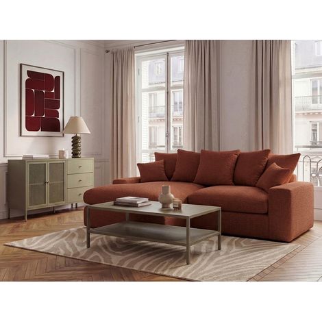 BOBOCHIC - Canapé d'angle réversible compact NEVADA tissu lisse   Orange