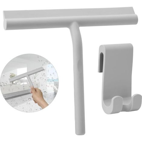 Raclette de douche, raclette de douche en silicone, raclette de douche avec crochet pour nettoyer la douche, la salle de bain, la cuisine, le verre, le carrelage, les miroirs, les vitres, la voiture ( (1/5)