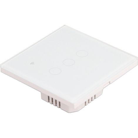 Interrupteur intelligent WiFi 3 boutons blanc, commande à distance par application, tactile, élégant, AC110‑240V (1/5)