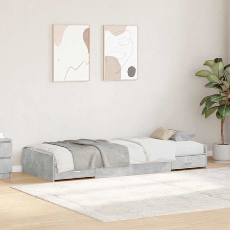 Bed Frame with Drawer Concrete Grey 80 x 200 cm Engineered Wood vidaXL