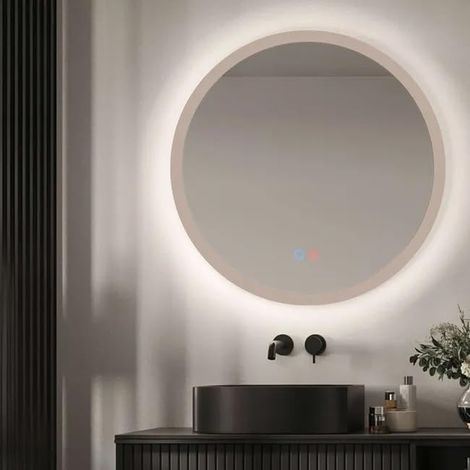 LEDIMEX - Espejo Baño Redondo con Luz LED y Antivaho Serie Torino Moka Ø80 cm (1/5)