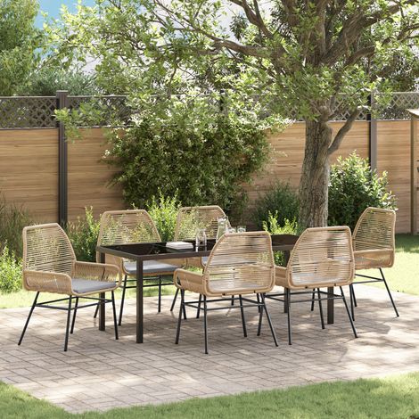 Garten Essgruppe 7 pcs Braun Poly-Rattan vidaXL (1/5)