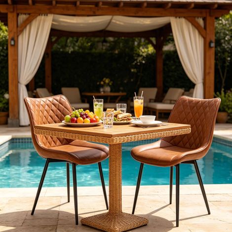 MEUBLIV Sillas de comedor 46 x 40,5 x 85,5 cm marrón claro con respaldo ergonómico (1/5)