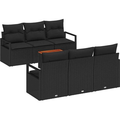 Maison Exclusive - Gartensofa-set mit Kissen 7 pcs Schwarz Poly-R