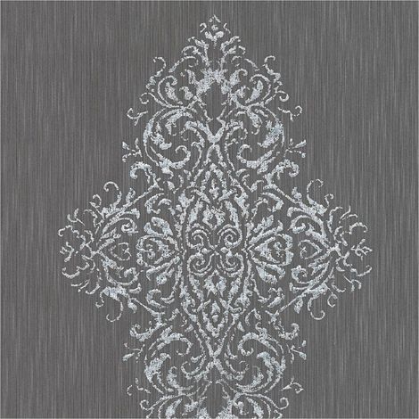 Baroque wallcovering wall Profhome 319454 textile wallpaper slightly textured baroque style matt blue silver 5.33 m2 (57 ft2) (1/5)