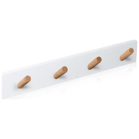 Porte Manteau Mural Bois - 4 Crochets – Patère Murale – Porte Manteau Mural Design pour Entrée, Salle de Bain, Enfant, Chambre (Blanc) (1/4)
