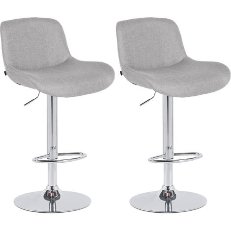 Set di 2 sgabelli da bar Solon cromo grigio chiaro Tessuto (1/5)
