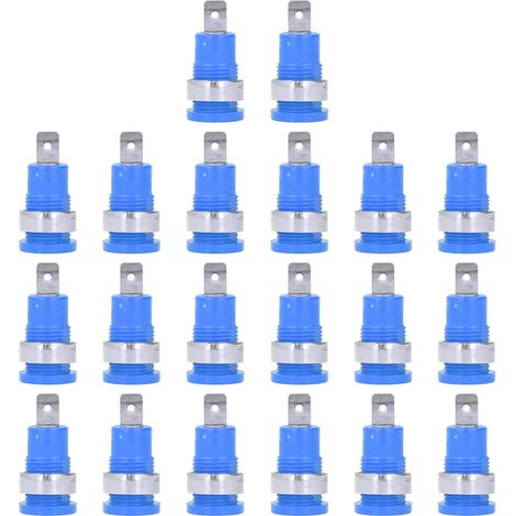 Lot de 20 douilles banane 4mm, connexion robuste et résistance à la corrosion, accessoires de test électrique performants, bleu. (1/5)
