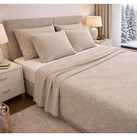 COMPLETO lenzuolo Invernale Felpate in FLANELLA Anti-Pilling BOY beige in Puro Cotone Una Piazza