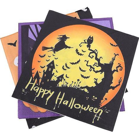 Lot de 3 serviettes de table pour décorations d'Halloween (1/3)