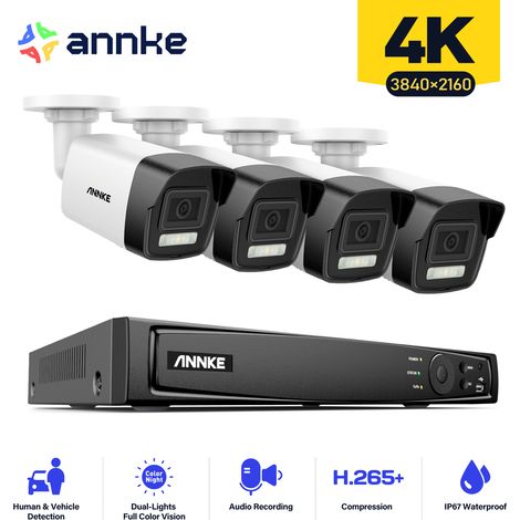 ANNKE 8CH Videoüberwachungsset NVR 4×8MP Kameras Smart Dual Light Bewegungserkennung Fernzugriff Sicherheits Kamera Überwachungs System (1/5)