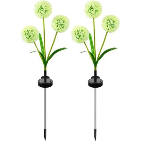 2 pièces Lampe LED solaire pissenlit, étanche IP65, design floral élégant, lampe de jardin extérieure pour allée, terrasse et massif (1/4)