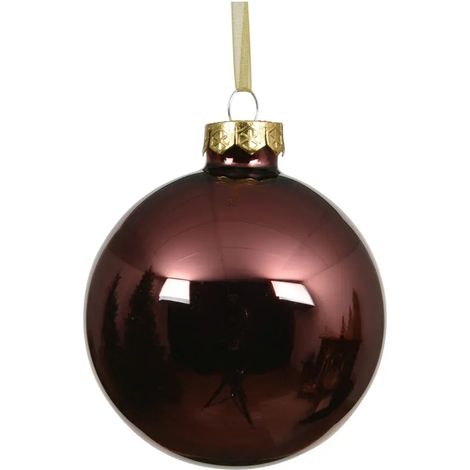 Sfera natalizia in vetro rosso scuro lucido Ø6 cm