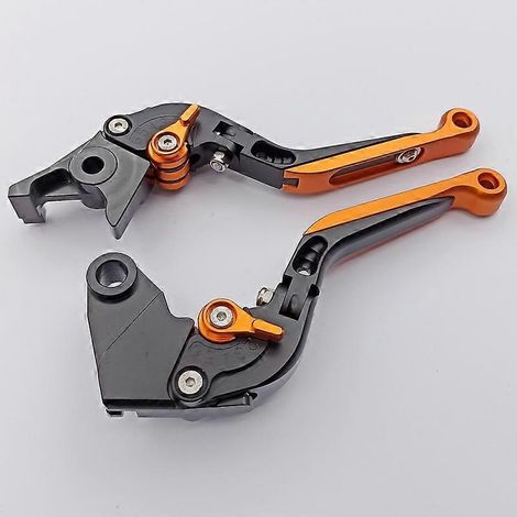 Convient aux motos Kawasaki ZZR600 ZX6R ZX636, poignée de frein, d'embrayage et de klaxon télescopique modifiée anti-chute (noir, noir, orange) (1/5)