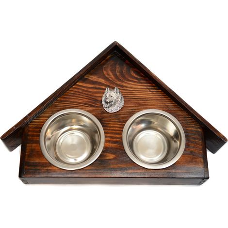 Spitz - supporto in legno con ciotole per cani, ciotole decorative per cani, un regalo per l'adozione di un cane di Art-Dog (1/5)
