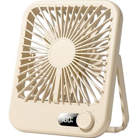 Ventilateur Bureau USB Rechargeable – 100 Vitesses LED Digital ,fin et léger– Appareil Fraîcheur Maison ,Voyage –Kaki (1/4)