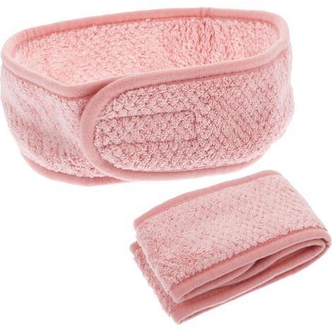 Diadema multifuncional de dos piezas para niñas, lavable, para usar con el rostro y el cuerpo, color rosa. (1/5)