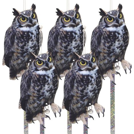 Lot de 3 répulsifs Anti-Oiseaux pour Balcon, hiboux Plats factices, Pigeons, répulsif Contre Les Pigeons, Balcon, répulsif Contre Les moineaux, Chouette Suspendue en Plastique avec Ruban