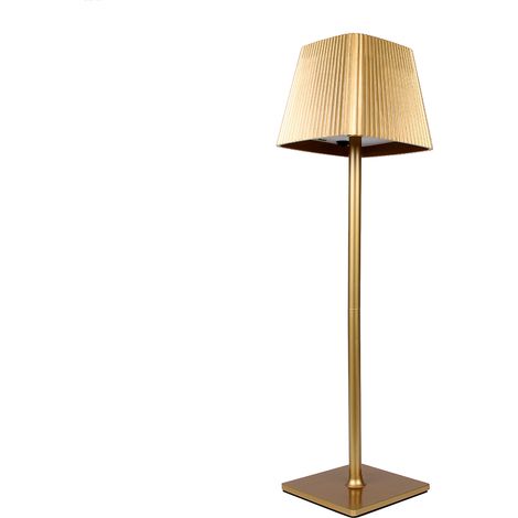 LAMPADA LED DA TAVOLO ORO CON PARALUME QUADRATO A PIEGHE - RICARICABILE USB + ENERGIA SOLARE CON SENSORE CREPUSCOLARE (1/5)