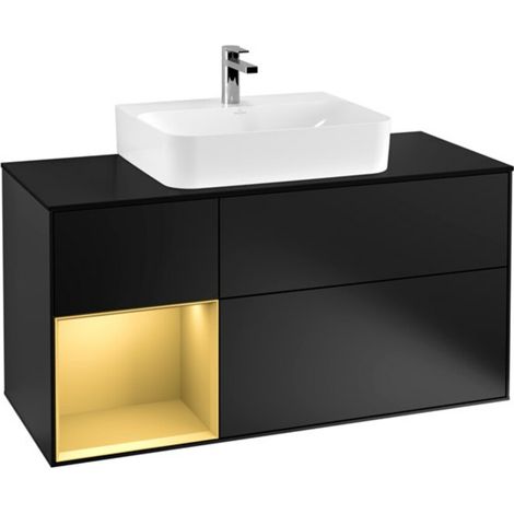 V&B Waschtischunterschrank Finion 120cm, Pl bla m, Reg li gol m, bla m Lac (1/2)