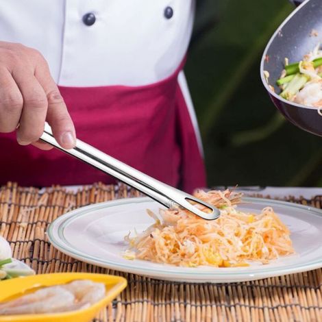 Lot de 3 pinces de cuisine de 28 cm, pinces à épiler coréennes pour barbecue, pinces à épiler en acier inoxydable pour barbecue (1/5)