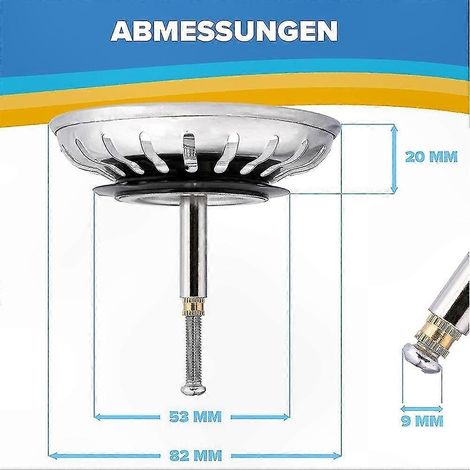 Abflussstopfen aus Edelstahl, Ersatzstopfen für Waschbecken, Standardgröße, 2er-Pack, für Küche und Bad (1/4)