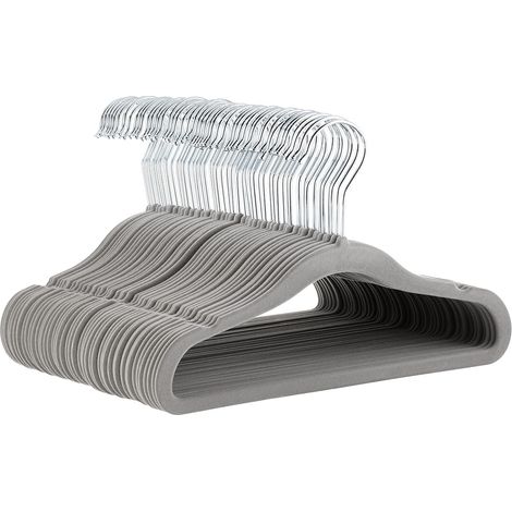 Confezione da 50 grucce antiscivolo in velluto per bambini e neonati, 29 cm, grigie