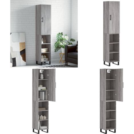Highboard Grau Sonoma 34,5x34x180 cm Holzwerkstoff - Holzwerkstoff - Schrank (1/5)