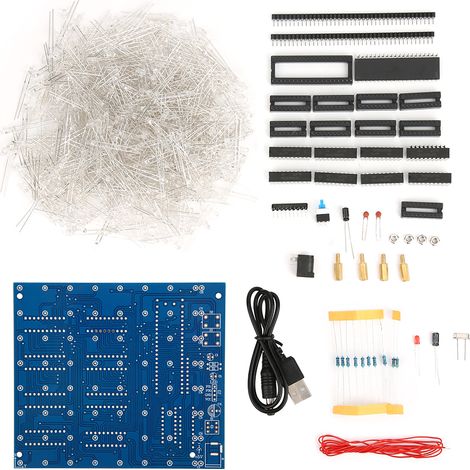 DIY 8x8x8 LED-Würfel Leucht-3D-Handarbeits-Geschenkset Heimdekoration (Blau) (1/5)