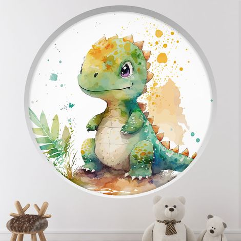 Stickers Trompe l'oeil Arche ronde Enfants - Bébé dinosaure - Diamètre 50 cm (1/4)