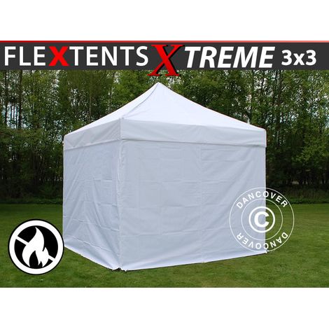 Pop up gazebo FleXtents Xtreme 50 3x3 m White, Flame retardant, incl. 4 sidewalls