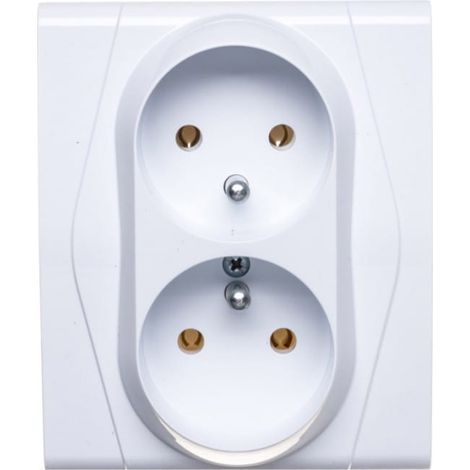 Enchufe doble Festa con/sin 16A IP20 blanco GPT-2x2P+Z 0872-00