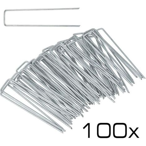 Piquet de jardin de fixation pour toile de paillage en acier x 100 (1/4)