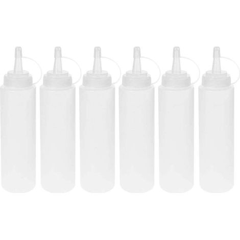 Lot de 6 flacons distributeurs 500ml, plastique sans BPA, bouchon doseur étanche, pour sauces et épices, cuisine et atelier (1/5)