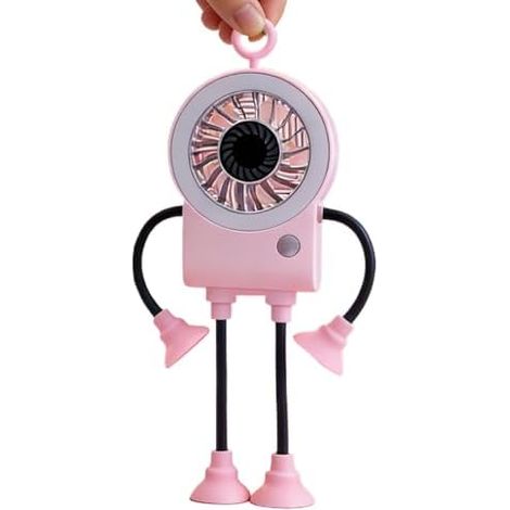 Petit ventilateur de bureau Refroidisseur d'air portable rechargeable en forme de robot avec lumière LED, ventilateur portable à ventouses - Idéal pour la maison, la cuisine, la chambre, la plage, le (1/5)