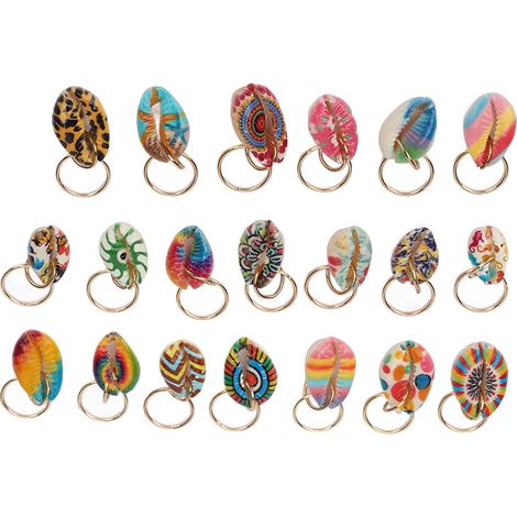 20 pièces Anneaux Coquillage pour Tresses Dreadlocks Accessoires Cheveux DIY Décorations Mignons (1/5)