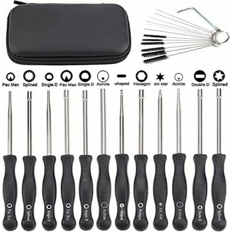 Lot de 12 tournevis pour ajuster les carburateurs des petits moteurs Echo et STIHL, avec brosse et kit d'outils de nettoyage. (1/4)
