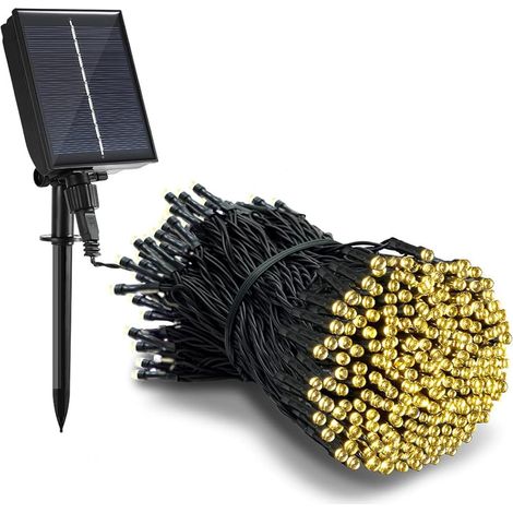 Guirlande Lumineuse Solaire de Jardin, 10M 100 LED Blanc Chaud, avec Minuteur et 8 Modes d'Éclairage, Étanche Extérieure, Décoratif pour Terrasse Patio Balcon (1/5)