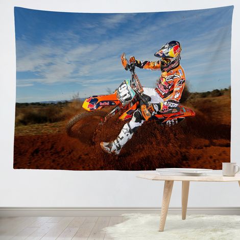Tenture murale Motocross Impression numérique Polyester 200x150cm DIY Personnalisable