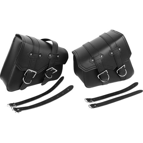 Sacoche de réservoir moto 2 pièces noire en cuir PU, grande capacité, étanche, sacoche latérale pour motos (1/5)