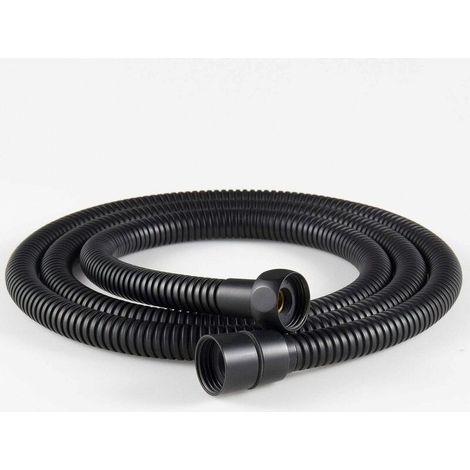 Tuyau de douche flexible en acier inoxydable 1 pièce 1,5 m, raccords en laiton, tuyau de pommeau de douche anti-torsion, tuyau de douche flexible - noir (1/5)