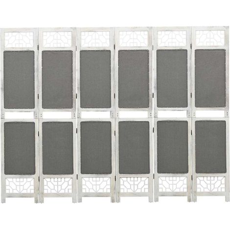 Cloison de séparation 6 panneaux-Paravent-Séparateur de pièce Gris 210x165 cm Tissu (1/5)