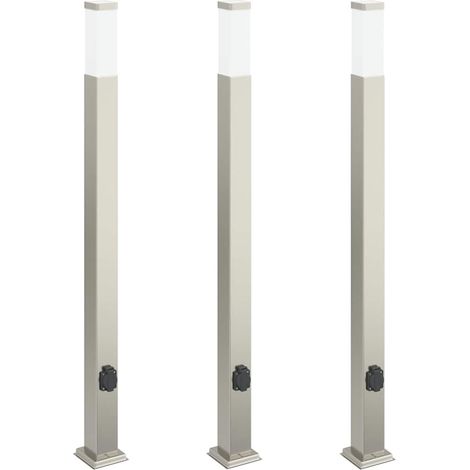 Bornes lumineuses avec sortie lot de 3 110 cm acier inoxydable IP44 vidaXL (1/5)