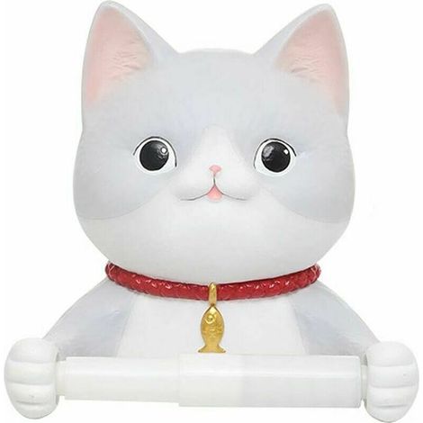 Porte-Papier Hygiénique pour Chat Créatif, Adapté À La Salle De Bain Ou À La Cuisine, Mural, Non Perforé, Porte-Tube en Rouleau De Papier Hygiénique Porte-Papier Toilette (Color : White) Porte-papier (1/5)