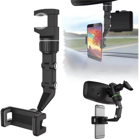 Support téléphone voiture rétroviseur 360°, support universel réglable smartphone (1/5)