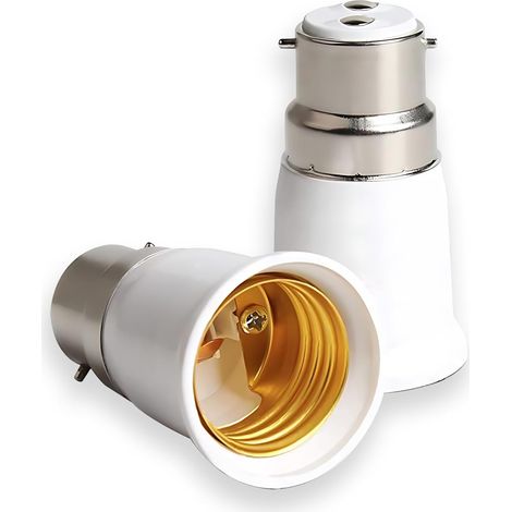 B22 to E27 Socket Converter, 2 Pcs Bayonet to Screw Bulb Adaptor Fitting for Ceiling Fan Light Bulb, Premium BC to ES Lamp Base Adapter for LED Bulbs, Incandescent, CFL Bulbs (1/5)